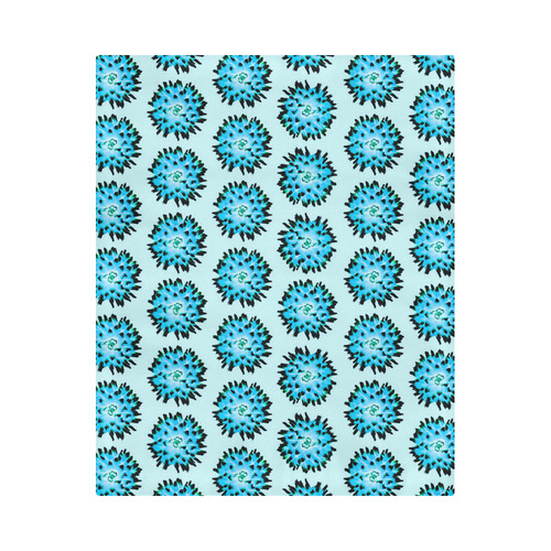 Dahlias Pattern in Blue Duvet Cover 86"x70" ( All-over-print)