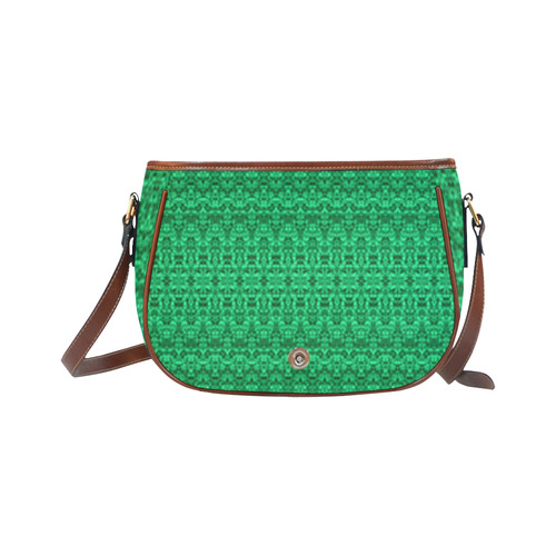 Faded Green Abstract Damask Bohemian Saddle Bag/Small (Model 1649) Full Customization