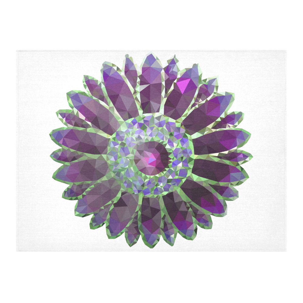 Purple Mosaic Flower Cotton Linen Tablecloth 52"x 70"