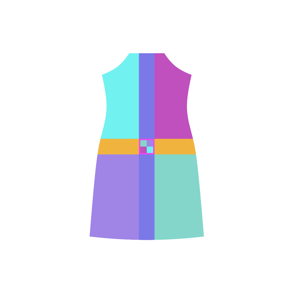 Colored Squares checkered Stripes Cross V-Neck Open Fork Long Dress(Model D18)