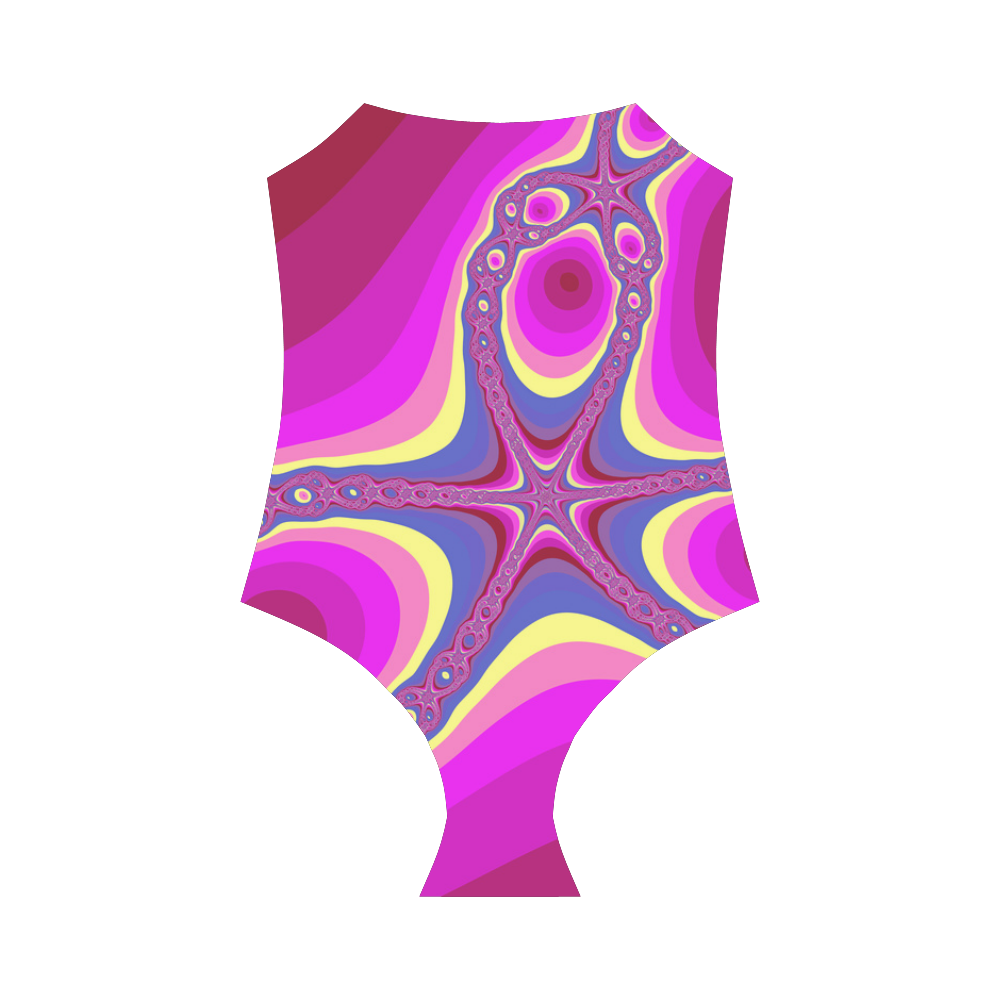 Fractal in pink Strap Swimsuit ( Model S05)