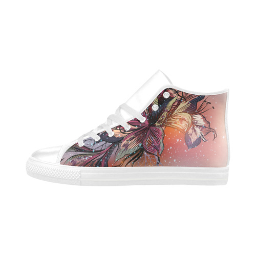 NEW! Designers artistic Shoes with Lily hand-drawn Art. New arrival in our Shop. Fashion 2016! Aquila High Top Microfiber Leather Women's Shoes (Model 032)