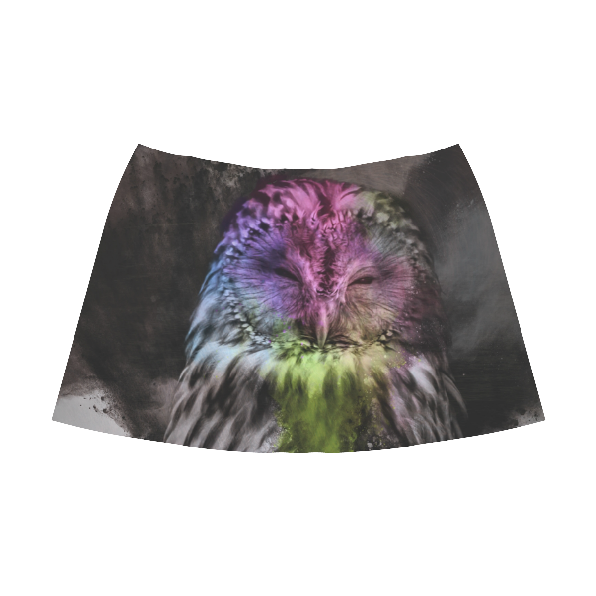 Abstract colorful owl Mnemosyne Women's Crepe Skirt (Model D16)