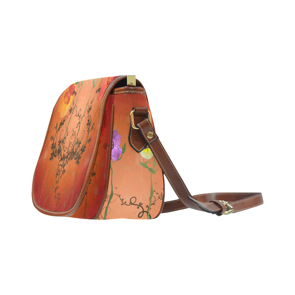 Fantasy flowers Saddle Bag/Small (Model 1649) Full Customization