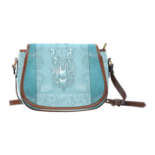 Soft blue decorative design Saddle Bag/Small (Model 1649) Full Customization