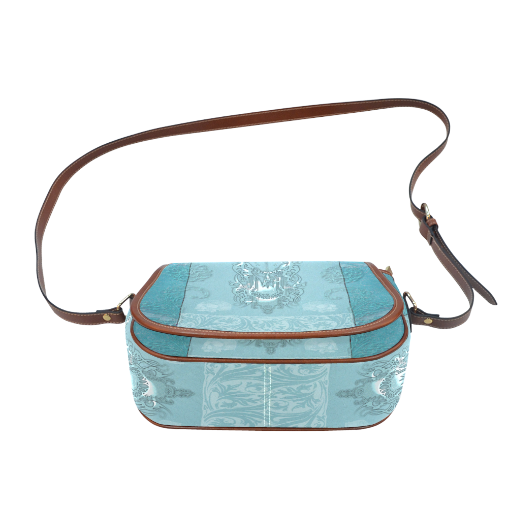 Soft blue decorative design Saddle Bag/Small (Model 1649) Full Customization