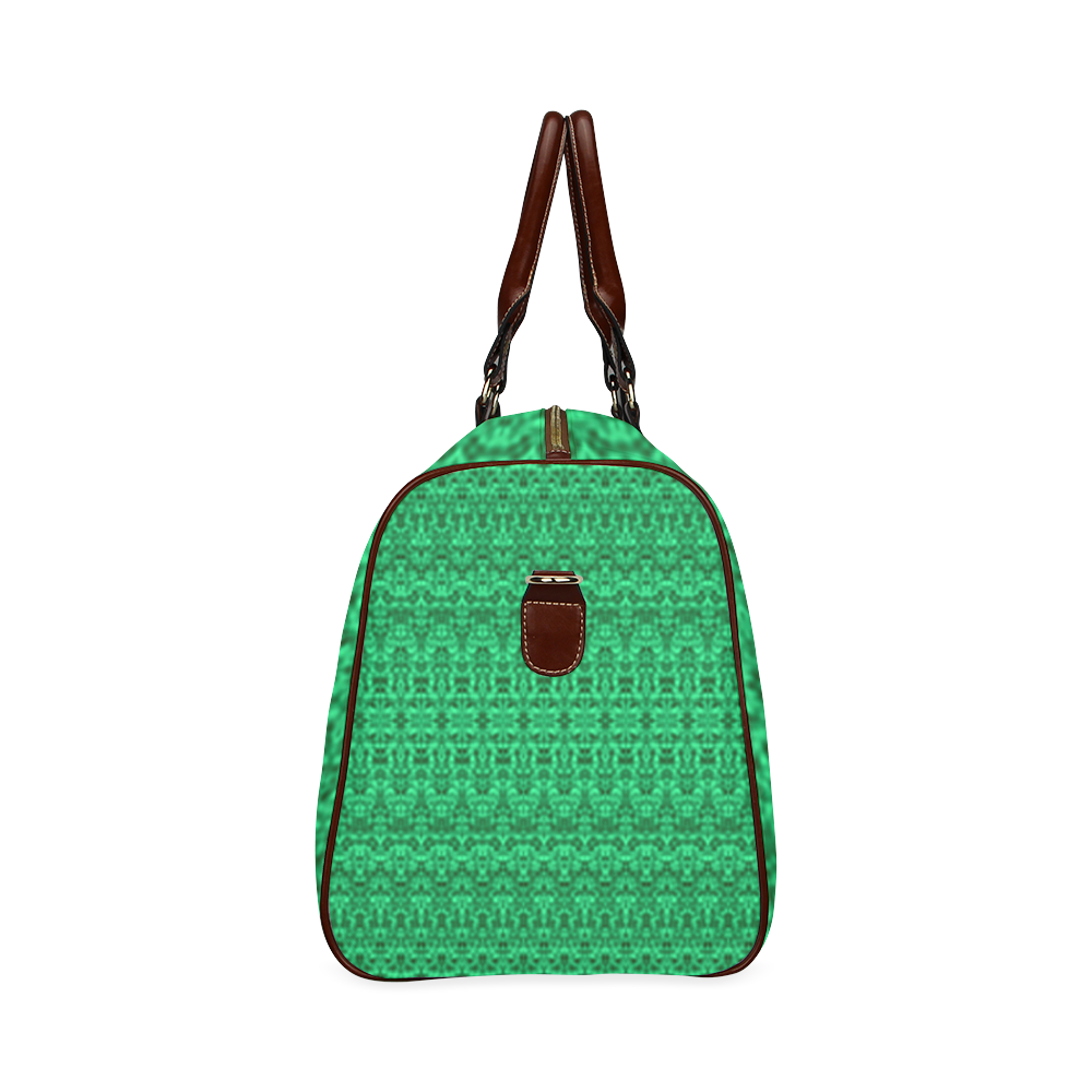 Faded Green Abstract Damask Bohemian Waterproof Travel Bag/Small (Model 1639)