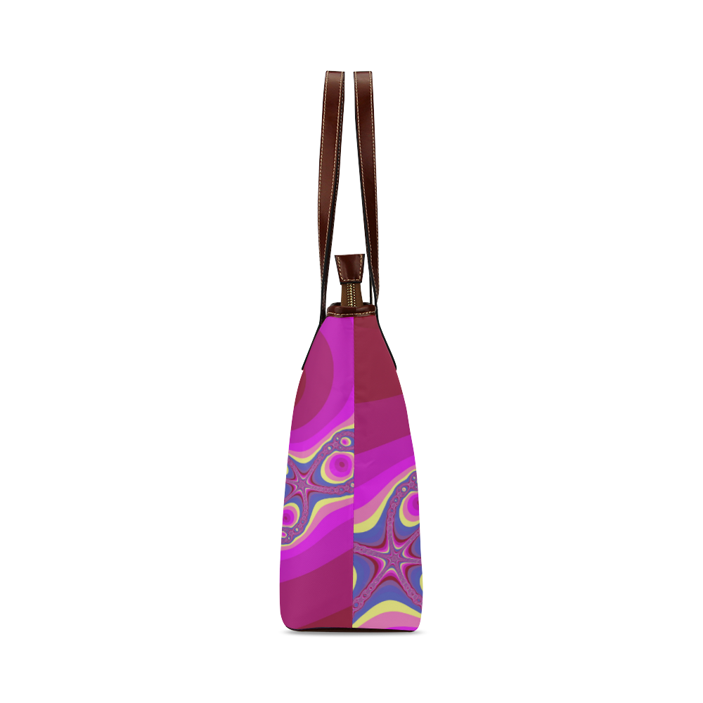 Fractal in pink Shoulder Tote Bag (Model 1646)