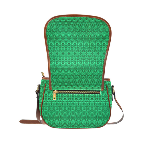 Faded Green Abstract Damask Bohemian Saddle Bag/Small (Model 1649) Full Customization