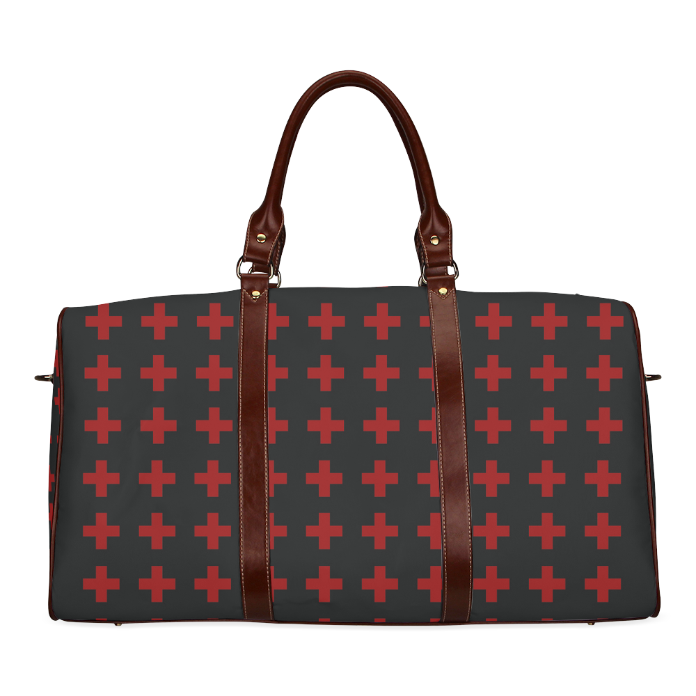 Crosses Punk Rock Style red crosses pattern Waterproof Travel Bag/Large (Model 1639)