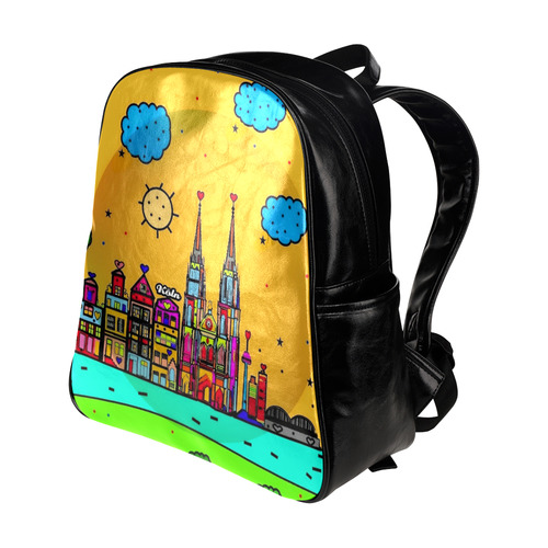 Cologne / Köln Popart by Nico Bielow Multi-Pockets Backpack (Model 1636)