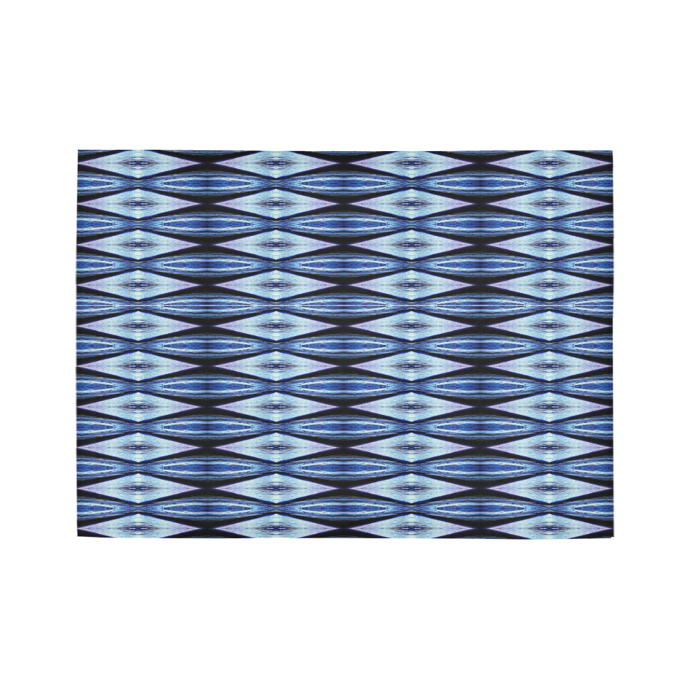 Blue White Diamond Pattern Area Rug7'x5'