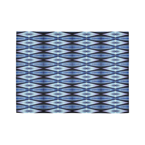 Blue White Diamond Pattern Area Rug7'x5'