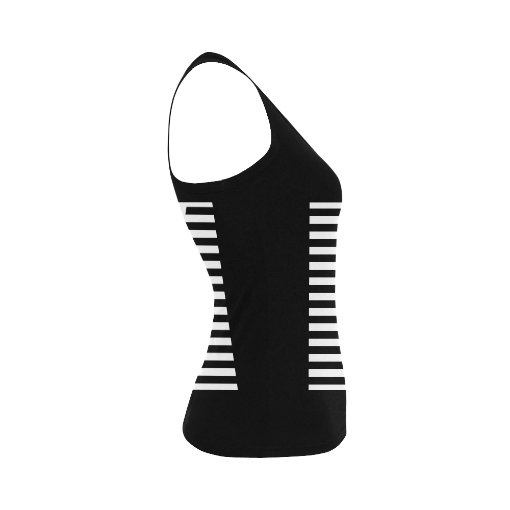 Geometric Style White solid Stripes Big Triangle Women's Shoulder-Free Tank Top (Model T35)