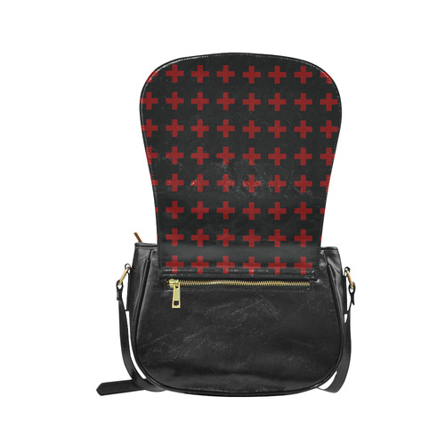 Crosses Punk Rock Style red crosses pattern Classic Saddle Bag/Large (Model 1648)