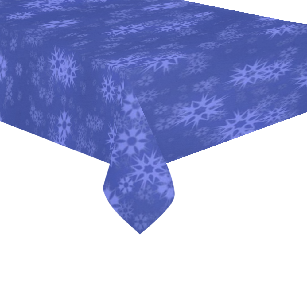 Snow stars blue Cotton Linen Tablecloth 60"x 104"