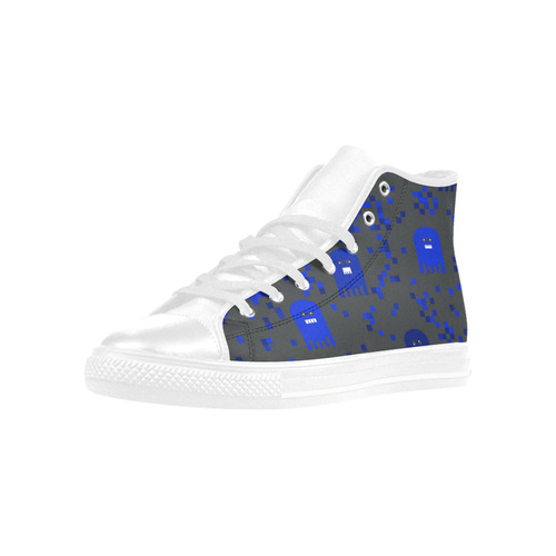 Blue Video Game Aquila High Top Microfiber Leather Women's Shoes/Large Size (Model 032)