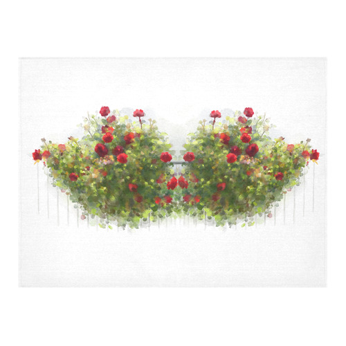 Red Roses, watercolors Cotton Linen Tablecloth 52"x 70"