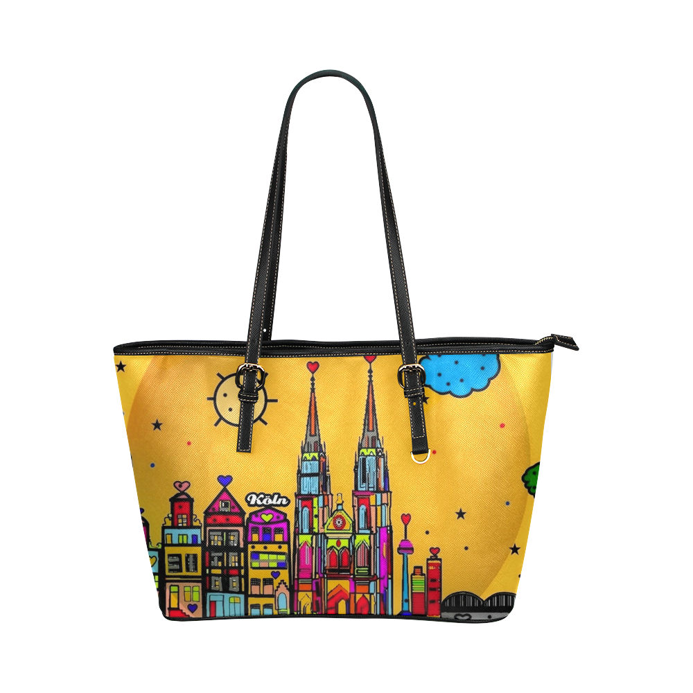 Cologne / Köln Popart by Nico Bielow Leather Tote Bag/Small (Model 1651)
