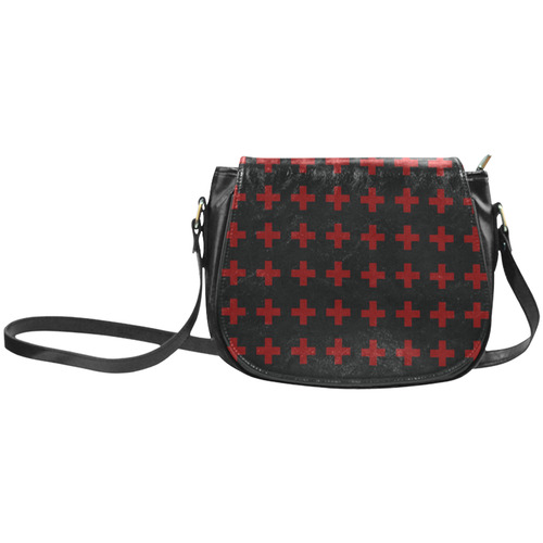 Crosses Punk Rock Style red crosses pattern Classic Saddle Bag/Large (Model 1648)