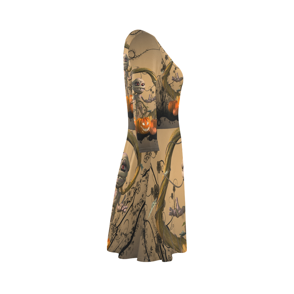 Funny mummy with pumpkins 3/4 Sleeve Sundress (D23)