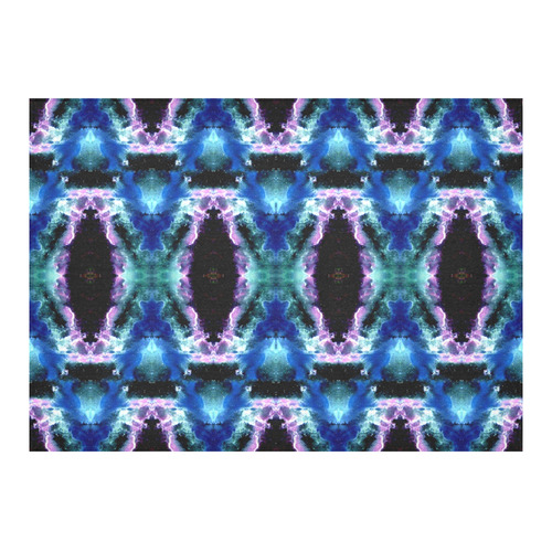 Blue, Light Blue, Metallic Diamond Pattern Cotton Linen Tablecloth 60"x 84"
