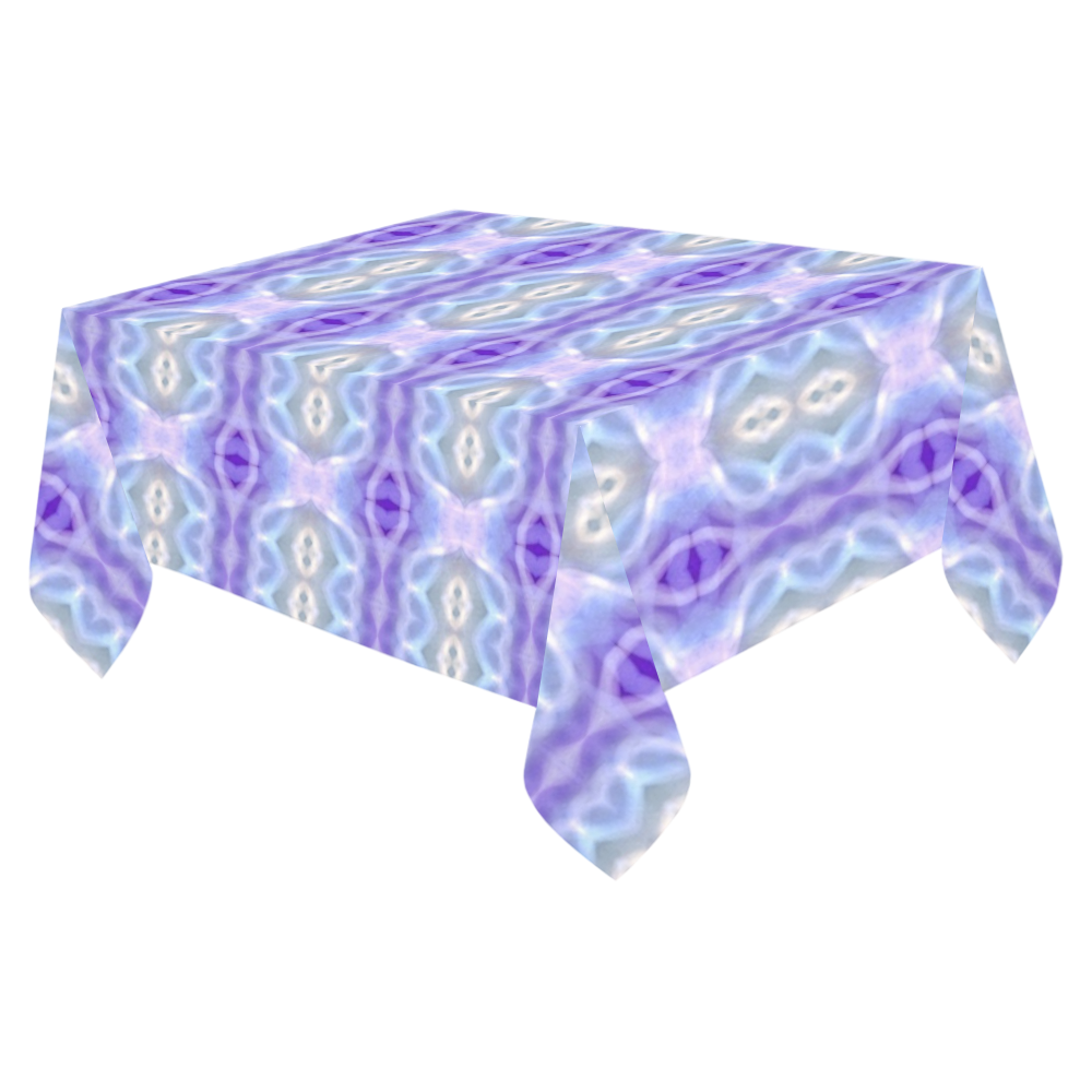 Light Blue Purple White Girly Pattern Cotton Linen Tablecloth 52"x 70"
