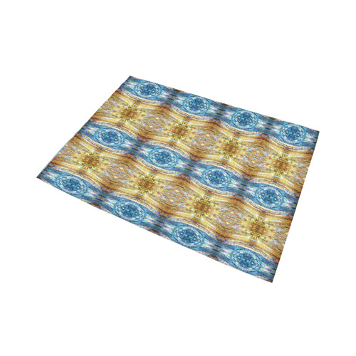 Gold and Blue Elegant Pattern Area Rug7'x5'