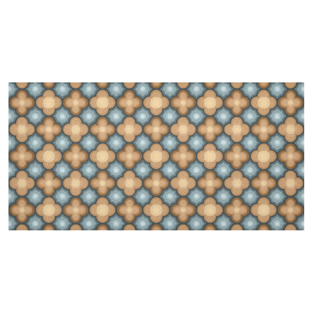 Brown and Blue Pattern Cotton Linen Tablecloth 60"x120"