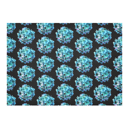 Green Blue Hydrangea Pattern Cotton Linen Tablecloth 60"x 84"