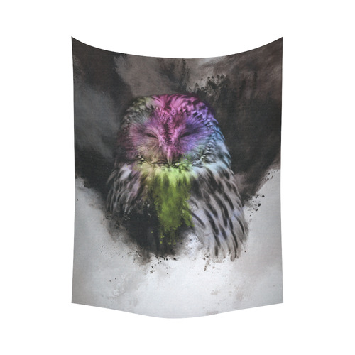 Abstract colorful owl Cotton Linen Wall Tapestry 60"x 80"