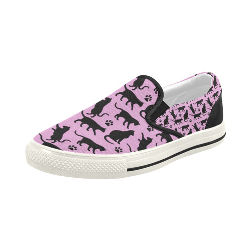 Pink Crazy Cat Lady Women's Slip-on Canvas Shoes (Model 019)