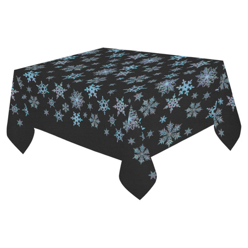 Snowflakes, Blue snow Cotton Linen Tablecloth 52"x 70"