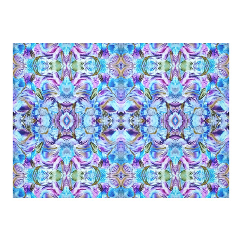 Elegant Turquoise Blue Flower Pattern Cotton Linen Tablecloth 60"x 84"