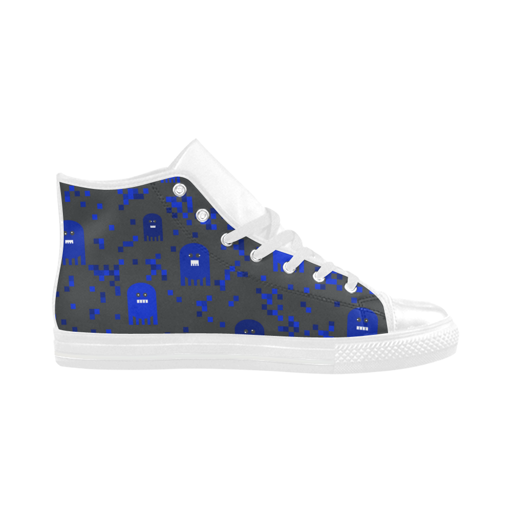 Blue Video Game Aquila High Top Microfiber Leather Women's Shoes (Model 032)