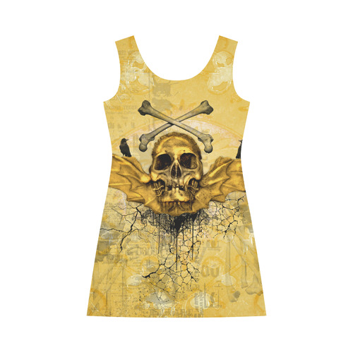 Awesome skull in golden colors Bateau A-Line Skirt (D21)
