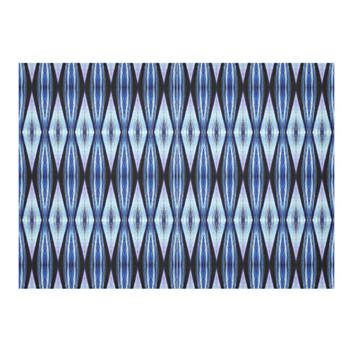 Blue White Diamond Pattern Cotton Linen Tablecloth 60"x 84"