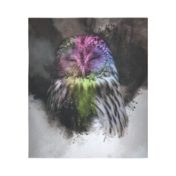 Abstract colorful owl Cotton Linen Wall Tapestry 51"x 60"