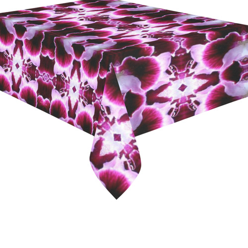 Purple White Flower Abstract Pattern Cotton Linen Tablecloth 60"x 84"