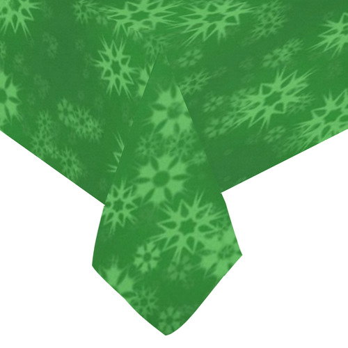 Snow stars green Cotton Linen Tablecloth 60"x 104"