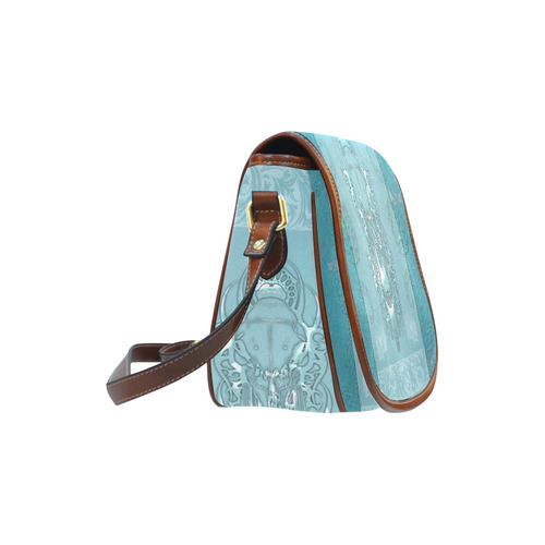 Soft blue decorative design Saddle Bag/Small (Model 1649) Full Customization