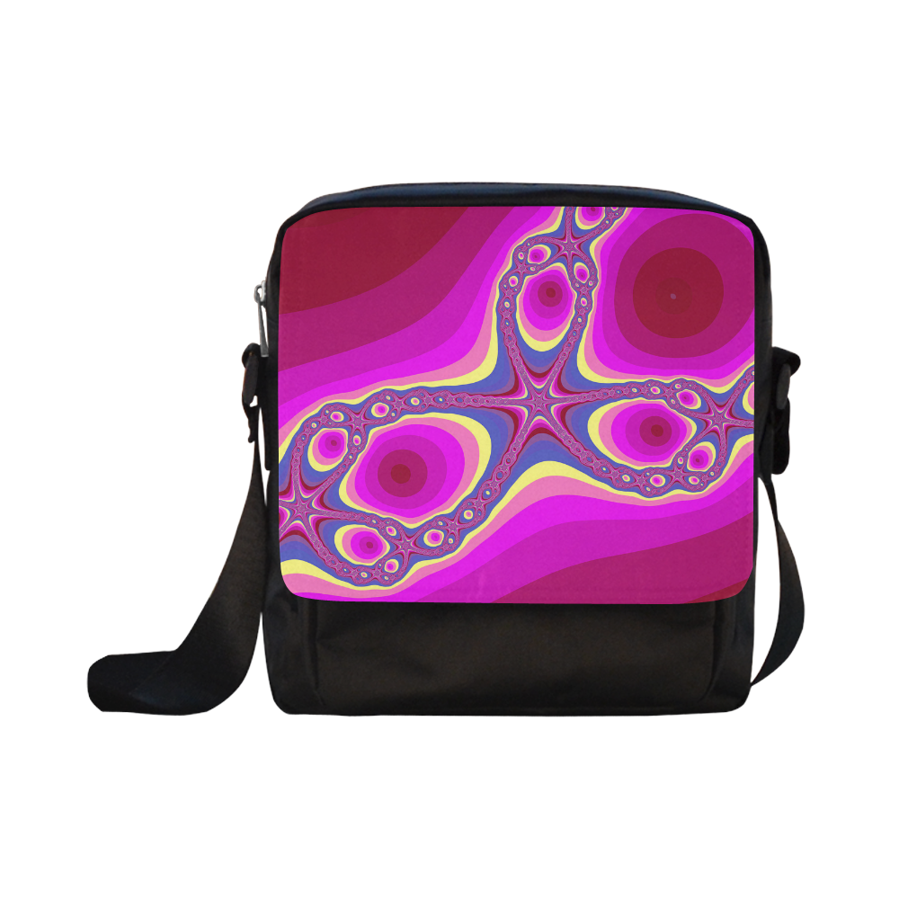 Fractal in pink Crossbody Nylon Bags (Model 1633)