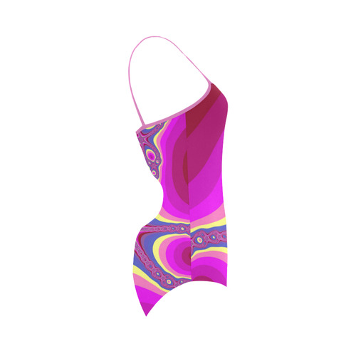 Fractal in pink Strap Swimsuit ( Model S05)