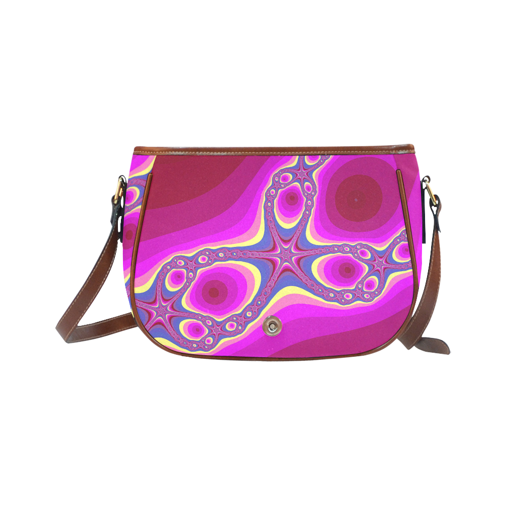 Fractal in pink Saddle Bag/Small (Model 1649) Full Customization