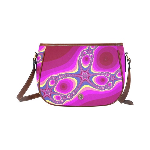 Fractal in pink Saddle Bag/Small (Model 1649) Full Customization