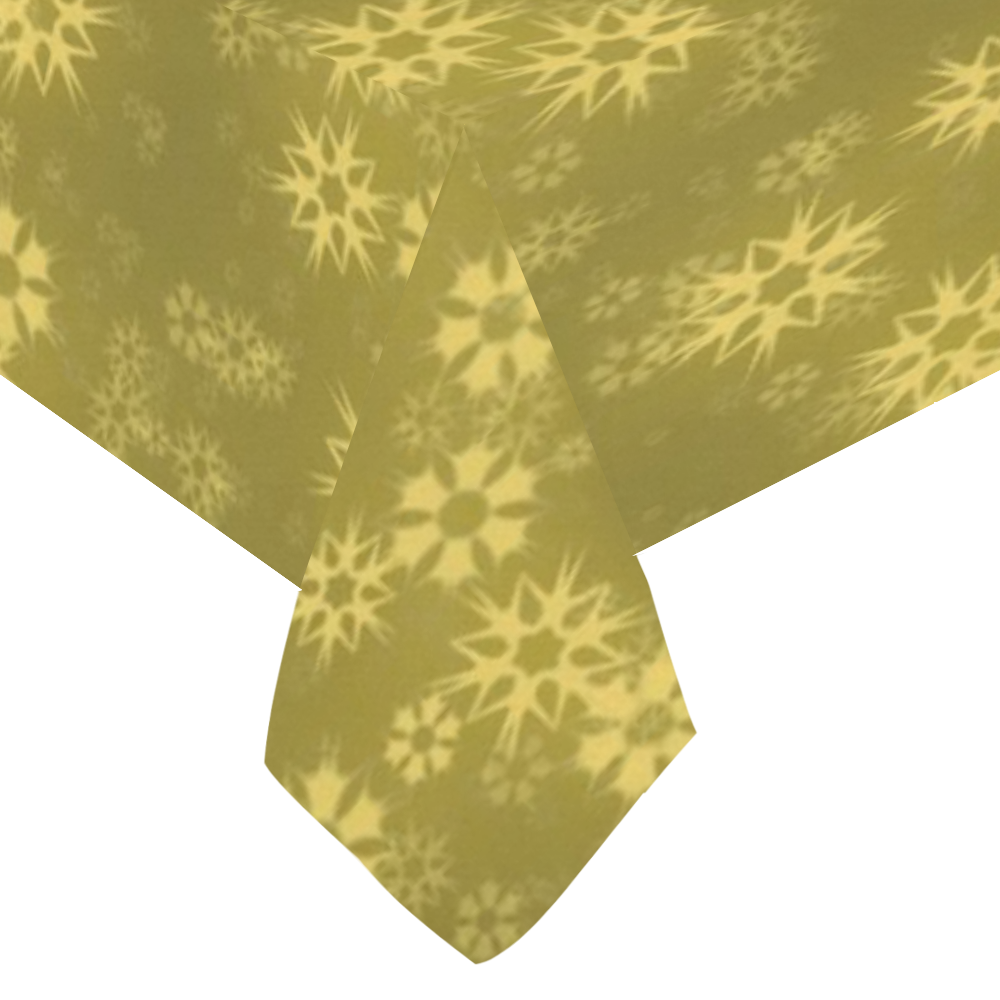 Snow stars golden Cotton Linen Tablecloth 60"x 104"