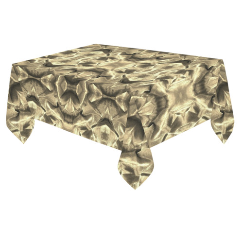 Gold Fabric Pattern Design Cotton Linen Tablecloth 60"x 84"
