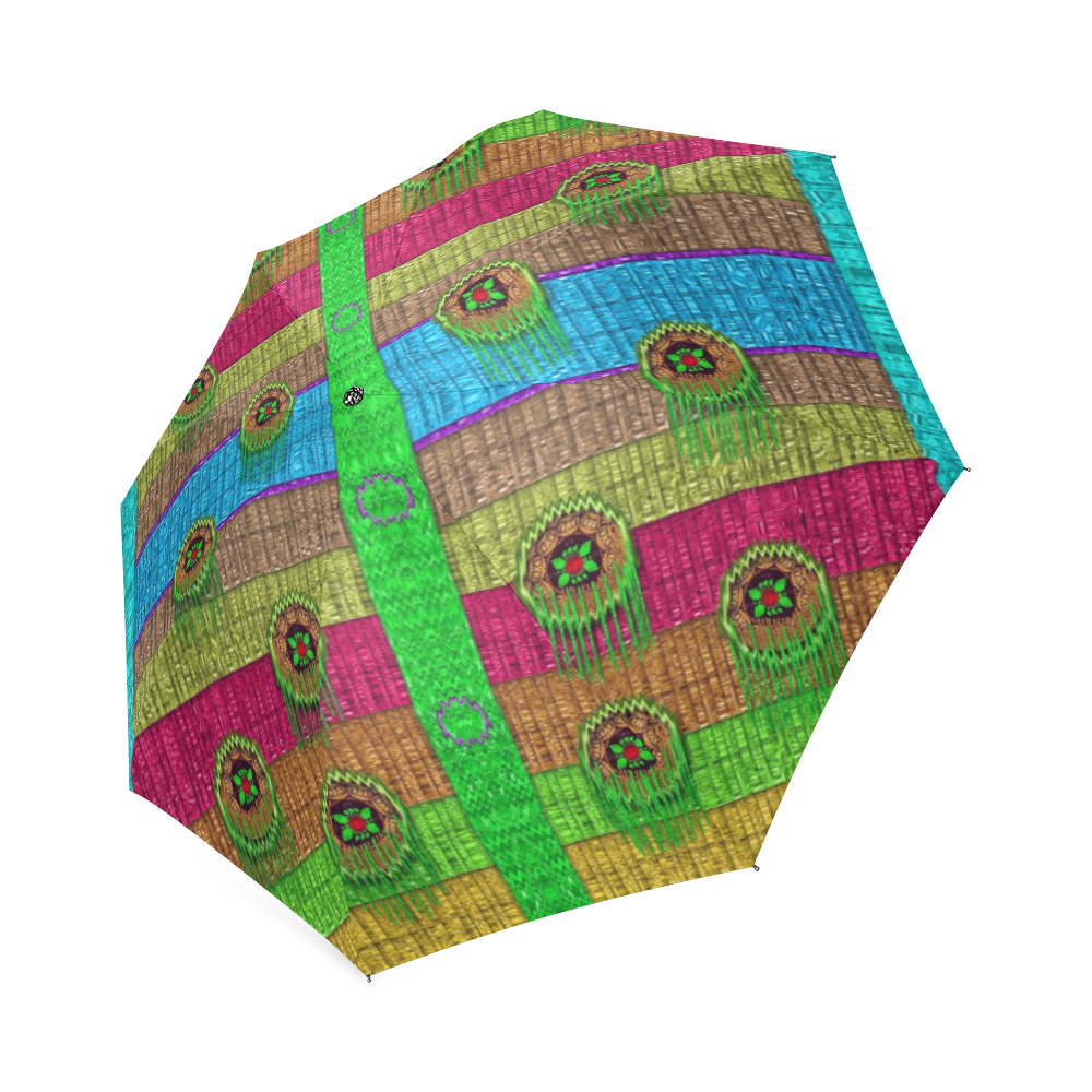 Gold and Florals In Shimmering Popart Foldable Umbrella (Model U01)