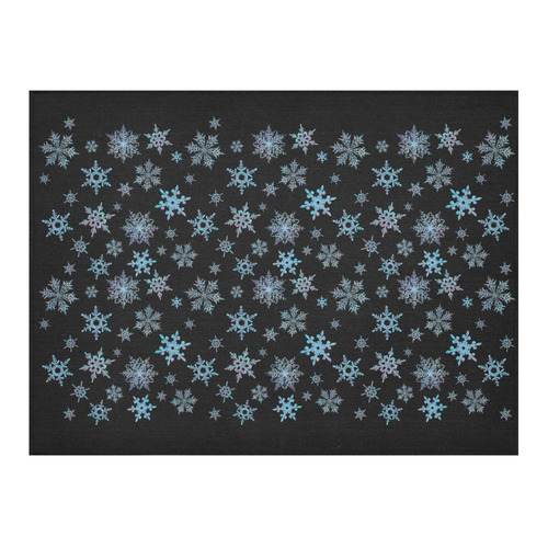 Snowflakes, Blue snow Cotton Linen Tablecloth 52"x 70"