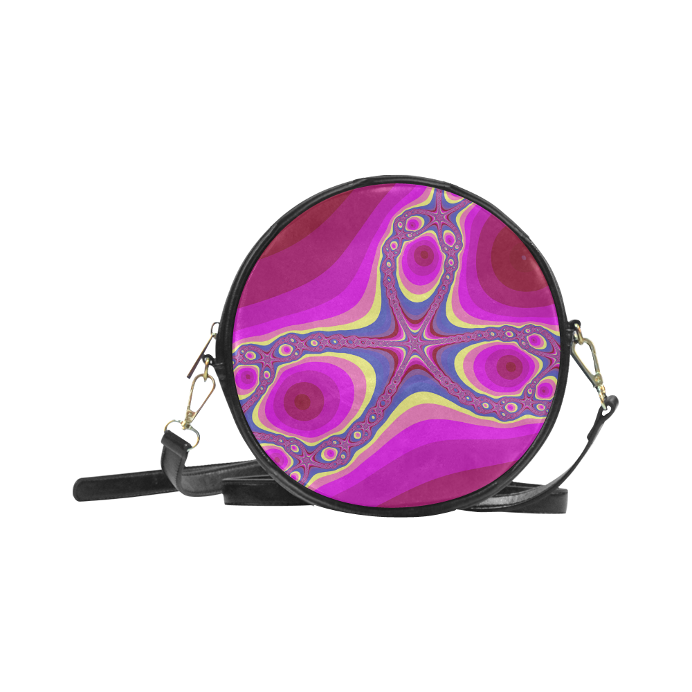 Fractal in pink Round Sling Bag (Model 1647)